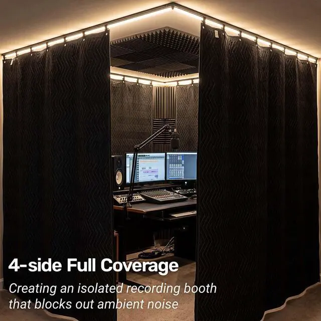 Alt view image 3 of 7 - 4 Pcs Extra Large Sound Absorbing Blanket 96x80, Sound Proof Curtain | Heavy Duty, Effectively Absorbs Sound Waves, Thick Quilted Cotton Fabric, Studio Acoustic Cancelling Curtain for Wall Hanging