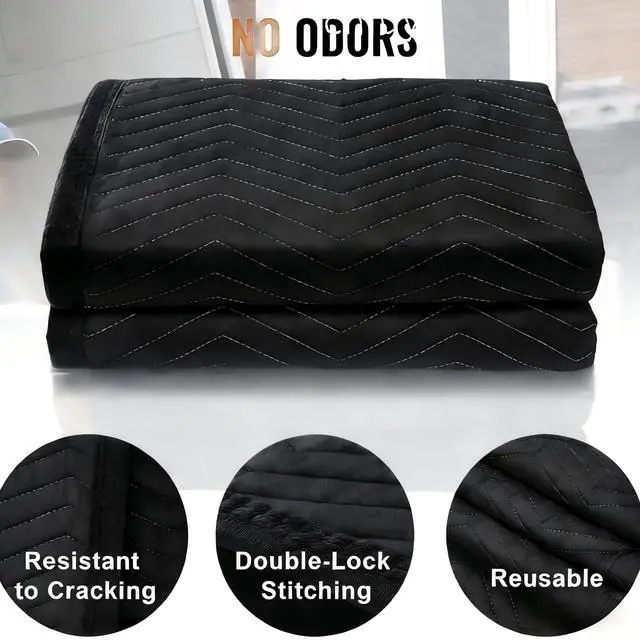 Alt view image 5 of 7 - 4 Pcs Extra Large Sound Absorbing Blanket 96x80, Sound Proof Curtain | Heavy Duty, Effectively Absorbs Sound Waves, Thick Quilted Cotton Fabric, Studio Acoustic Cancelling Curtain for Wall Hanging