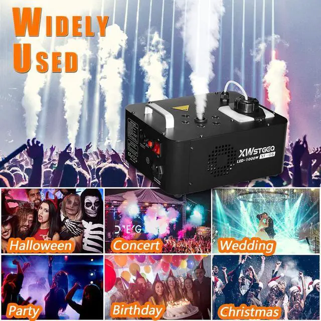 Alt view image 4 of 7 - 1000W Vertical Fog Smoke Machine with LED Lights Wireless Remote | 6 Color Changing LED, Auto One-Touch Spray, Vertical Mountable, Non-Toxic Fog for Halloween Wedding DJ Stage Party