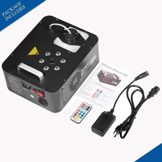 Alt view image 7 of 7 - 1000W Vertical Fog Smoke Machine with LED Lights Wireless Remote | 6 Color Changing LED, Auto One-Touch Spray, Vertical Mountable, Non-Toxic Fog for Halloween Wedding DJ Stage Party