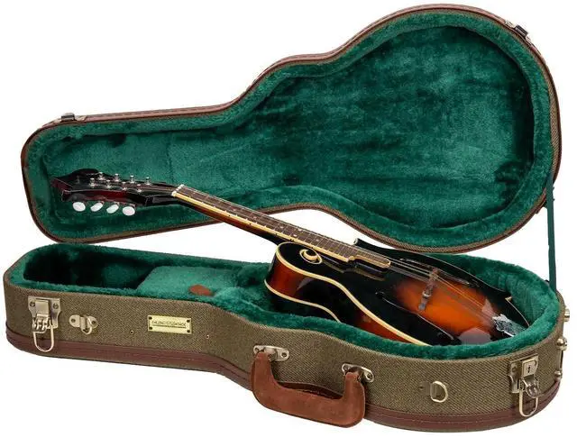 Main image of Master Series F-Style Mandolin Case | Olive Green Tweed Exterior, Re-Engineered Wooden Shell, Leather Handle, Backpack Straps(CRW720MFOG)