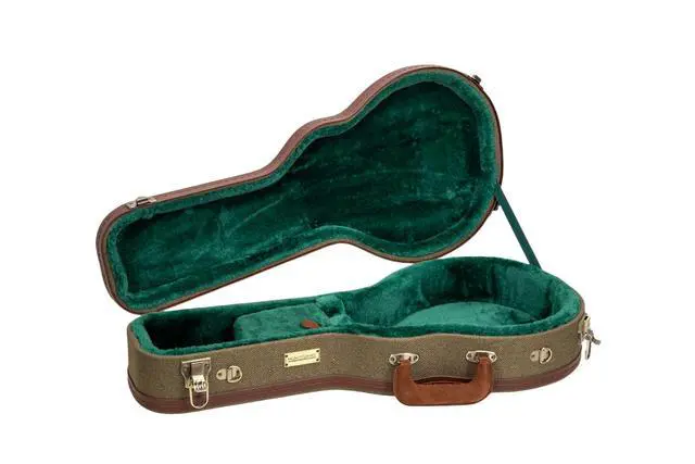 Alt view image 2 of 6 - Master Series F-Style Mandolin Case | Olive Green Tweed Exterior, Re-Engineered Wooden Shell, Leather Handle, Backpack Straps(CRW720MFOG)