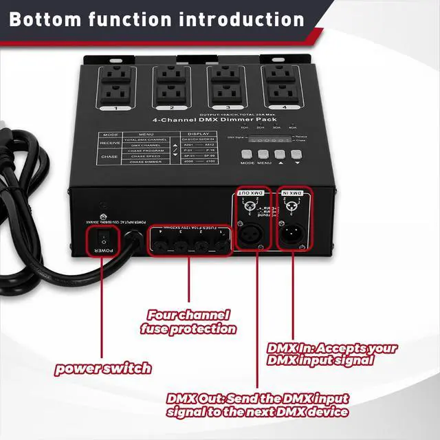 Alt view image 3 of 6 - Dmx Dimmer Pack with Dmx 4-Channel Dmx512 Dimmer Pack Suitable for Stage Lighting Control