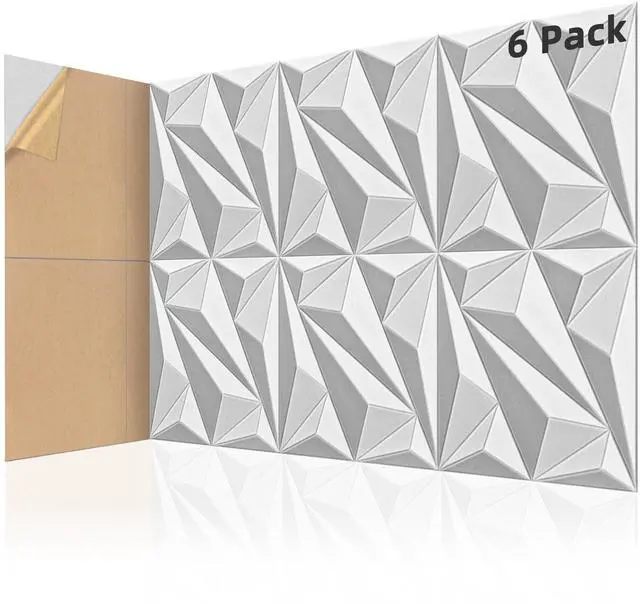 Alt view image 2 of 7 - Acoustic Wall Panels, 24 X 24 Inch White and Gray, 6 Pack | Soundproof Wall Panels, Sound Dampening, 3D Wall Decor, Absorbing Panels, Heavy Duty Self Adhesive, Cuttable