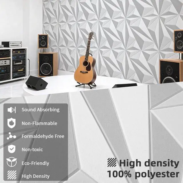 Alt view image 7 of 7 - Acoustic Wall Panels, 24 X 24 Inch White and Gray, 6 Pack | Soundproof Wall Panels, Sound Dampening, 3D Wall Decor, Absorbing Panels, Heavy Duty Self Adhesive, Cuttable