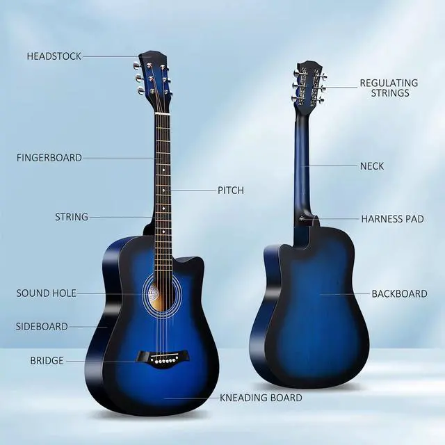 Alt view image 2 of 5 - 38inch Wood Acoustic Guitar for Adults, 6 Steel-String Acoustic Guitar With Bag and Elementary Tutorial of Folk Guitar for Beginners
