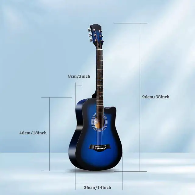 Alt view image 3 of 5 - 38inch Wood Acoustic Guitar for Adults, 6 Steel-String Acoustic Guitar With Bag and Elementary Tutorial of Folk Guitar for Beginners
