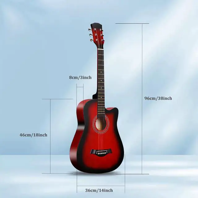 Alt view image 3 of 5 - 38inch Wood Acoustic Guitar for Adults, 6 Steel-String Acoustic Guitar With Guitar Bag, Elementary Tutorial of Folk Guitar for Beginners
