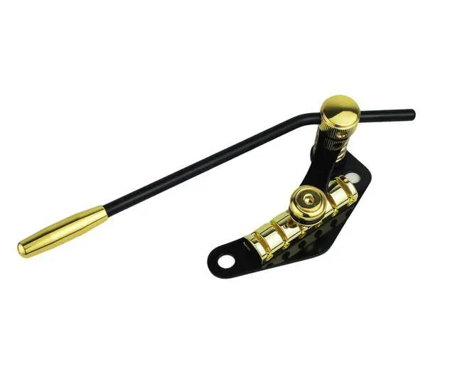 Alt view image 2 of 4 - Tune-O-Matic Style Electric Guitar Bridge Stop Bar Tailpiece Tremolo Compatible with LP SG Guitars TM85, Black+Gold