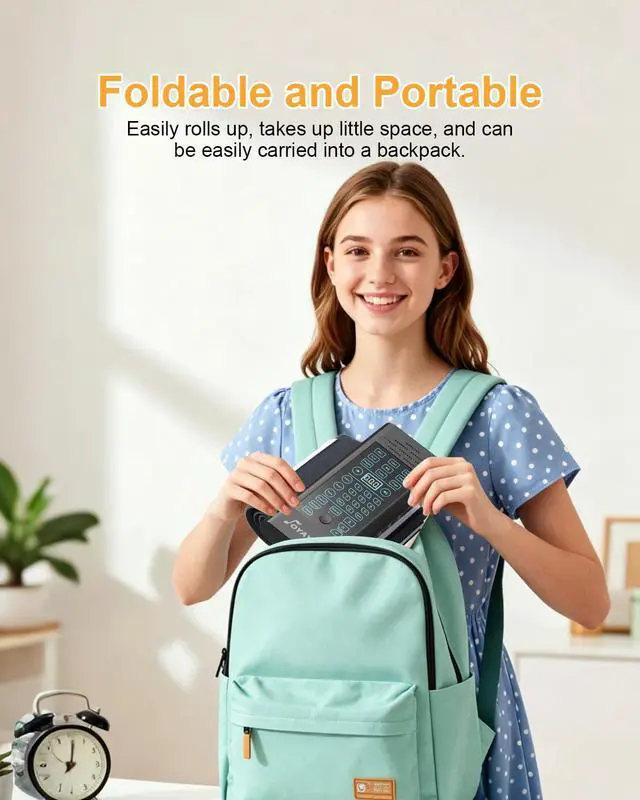 Alt view image 3 of 6 - 61 Keys Roll Up Piano, Portable Foldable Hand Roll Keyboard, 128 Tones & Rhythms, 14 Demo Songs, Wired MIDI, Builtin Speaker, Headphone Jack, Rechargeable Battery for Beginners Travel and Gifts