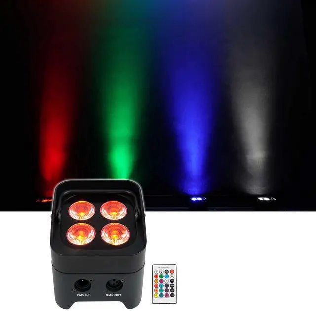 Main image of Best PAR 50 Black Rechargeable Par Wash Uplight, Wireless DMX | 15-Hour Rechargeable Battery, RGBWA, UV, IRC Remote, Sound Activated, Flicker Free, 6500 Lux, 4x6W LEDs