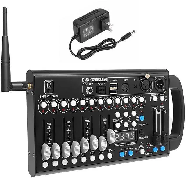 Main image of Wireless Dmx Controller 192 Channel Dmx Light Controller for Dj Lights, Dmx Controllers with Midi Portable Dmx 512 Controller, Dmx512 Lighting Controller Dmx Control Board for Stage Lights Dmx Console