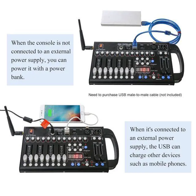 Alt view image 2 of 7 - Wireless Dmx Controller 192 Channel Dmx Light Controller for Dj Lights, Dmx Controllers with Midi Portable Dmx 512 Controller, Dmx512 Lighting Controller Dmx Control Board for Stage Lights Dmx Console