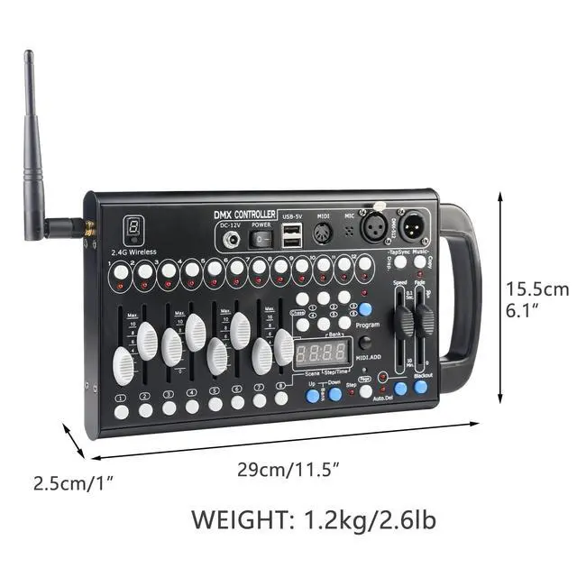 Alt view image 5 of 7 - Wireless Dmx Controller 192 Channel Dmx Light Controller for Dj Lights, Dmx Controllers with Midi Portable Dmx 512 Controller, Dmx512 Lighting Controller Dmx Control Board for Stage Lights Dmx Console