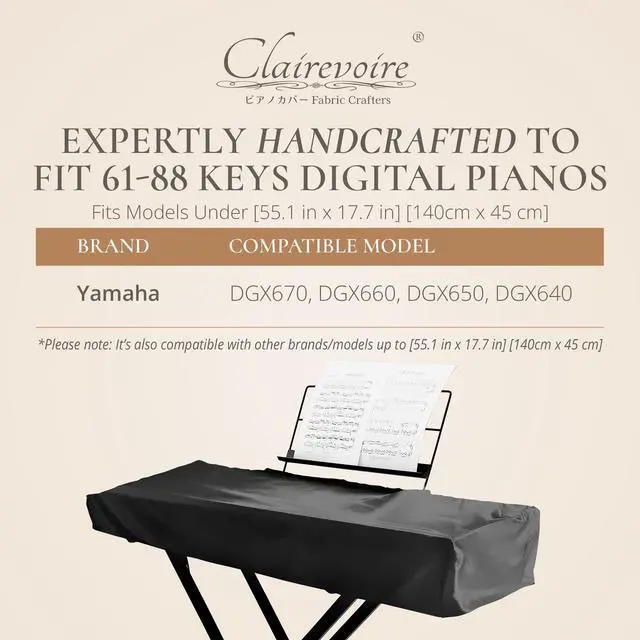 Alt view image 4 of 6 - Waterproof Keyboard Piano Cover Cloth for Yamaha DGX670, DGX660, DGX650, Keyboard Covers for Digital Piano, Electric Piano Protection, Weighted Keyboard Piano 88 Keys - DGX670, Leatherette