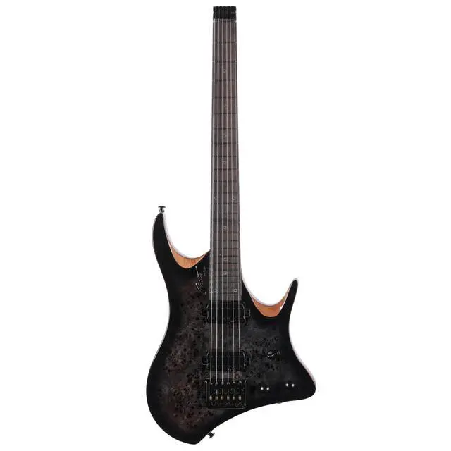 Alt view image 2 of 7 - Headless Electric Guitar Mahogany Body Maple Neck Lightweight guitar with Gigbag GRHL-004 (Black)