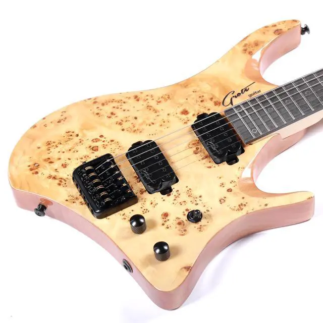 Alt view image 7 of 7 - Headless Electric Guitar Mahogany Body Maple Neck Lightweight guitar with Gigbag GRHL-004 (Natural)