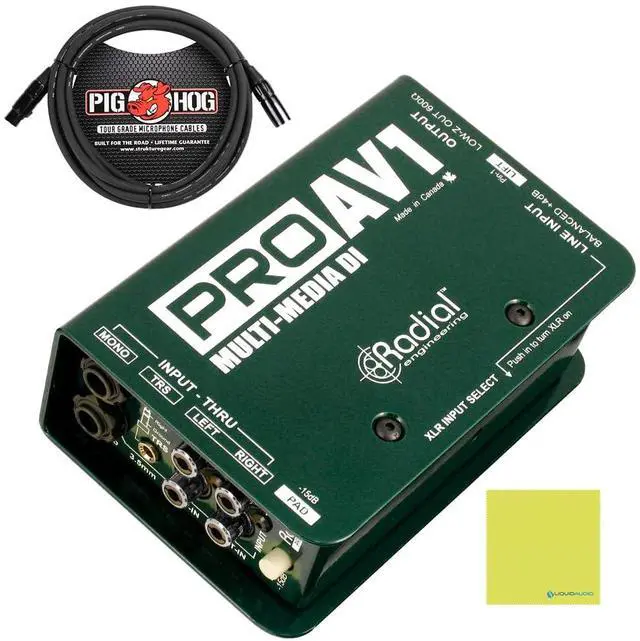 Main image of Radial Engineering ProAV1 Passive Multimedia Direct Box Bundle | Multiple Input Options, Stereo-To-Mono Summing, Transformer Isolation, Mic Cable & Polishing Cloth Included