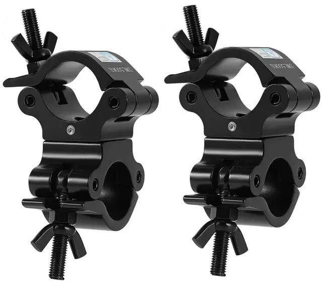 Main image of 2 Inch Pro-Swivel Truss Clamp Black, 2 Packs 2 Inch Heavy Duty 1100lb Swivel Coupler Truss Clamps, Dual Head Turn As Needed Two 360 Degree Lighting Clamps, Fit Pipe/Truss OD 48-52mm
