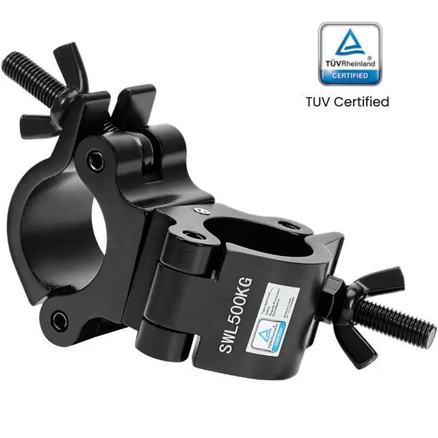 Alt view image 2 of 7 - 2 Inch Pro-Swivel Truss Clamp Black, 2 Packs 2 Inch Heavy Duty 1100lb Swivel Coupler Truss Clamps, Dual Head Turn As Needed Two 360 Degree Lighting Clamps, Fit Pipe/Truss OD 48-52mm
