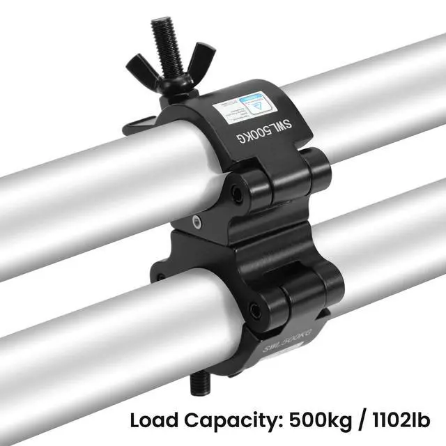 Alt view image 5 of 7 - 2 Inch Pro-Swivel Truss Clamp Black, 2 Packs 2 Inch Heavy Duty 1100lb Swivel Coupler Truss Clamps, Dual Head Turn As Needed Two 360 Degree Lighting Clamps, Fit Pipe/Truss OD 48-52mm