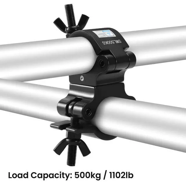 Alt view image 6 of 7 - 2 Inch Pro-Swivel Truss Clamp Black, 2 Packs 2 Inch Heavy Duty 1100lb Swivel Coupler Truss Clamps, Dual Head Turn As Needed Two 360 Degree Lighting Clamps, Fit Pipe/Truss OD 48-52mm