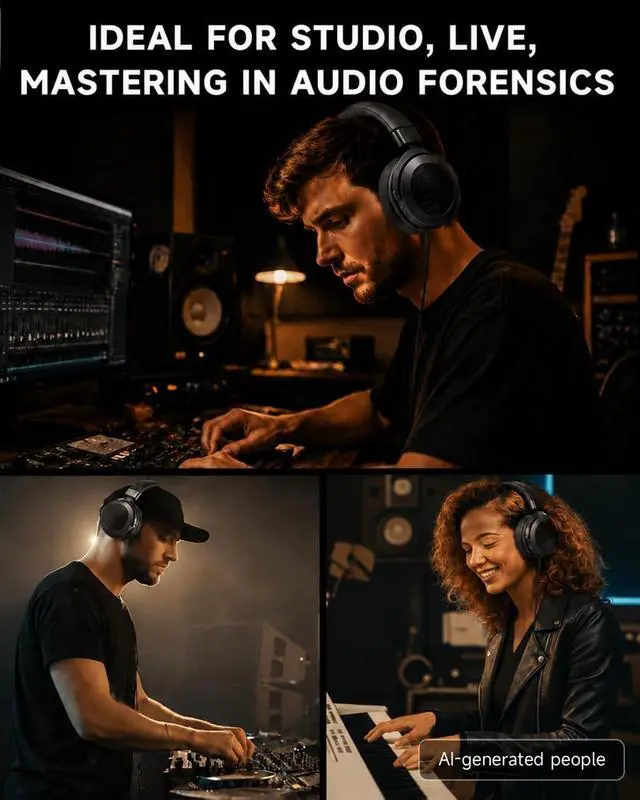 Alt view image 4 of 7 - 2.4GHz Wireless Headphones for Guitar Amp, 20ms Low Latency | Over Ear Headphones with 6.35mm & 3.5mm Jack, for Bass Guitar Studio Monitor & Mixing DJ AMP Keyboard, Black