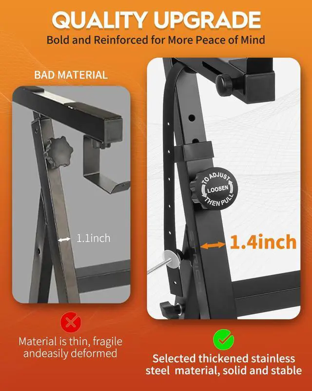 Alt view image 7 of 7 - Piano Keyboard Stand Heavy Duty With Wheels and Stand Pads - Adjustable Portable Music Stand, Fits 54, 61, 88 Key Electric Pianos, Sturdy Musical Keyboard Stand, SKT-02S (Z-Style)