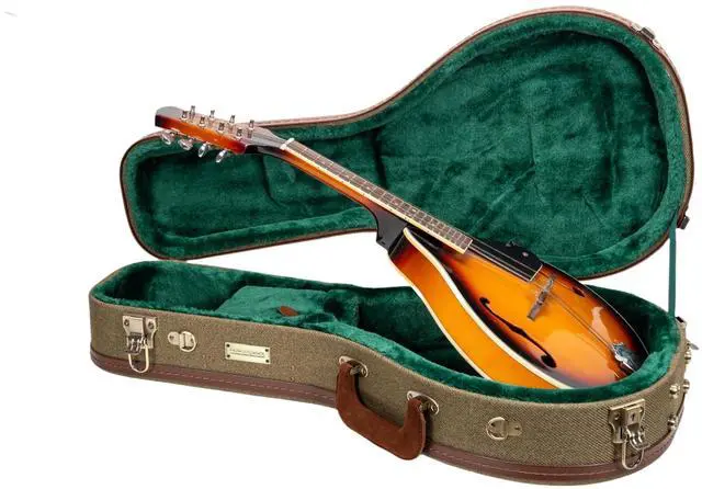 Main image of Master Series A-Style Mandolin Case | Olive Green Tweed Exterior, Re-Engineered Wooden Shell, Leather Handle, Backpack Straps(CRW720MAOG)