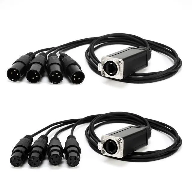 Main image of XLR Snake Cable to Ethercon Cable, 4 Channel 3-pin Multi Network Snake Receiverwith Cat5/cat6 Network Snake Receiver, for Stage and Recording Studio,3 Feet (1 Male+1 Female)