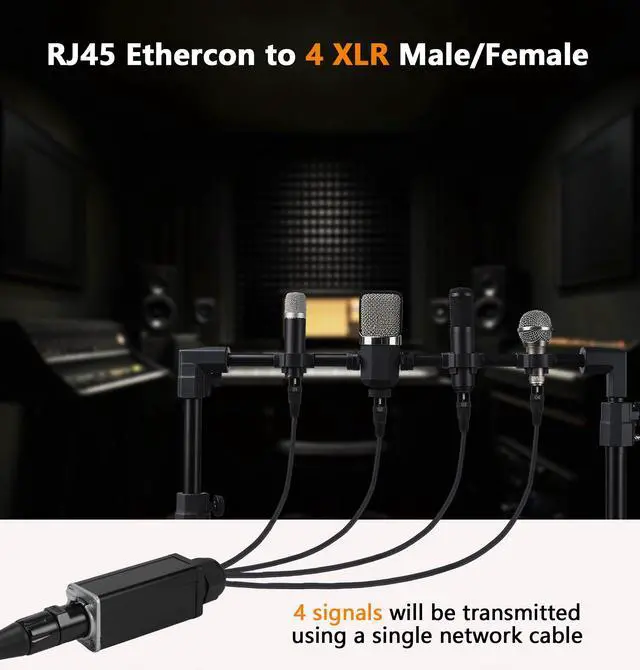 Alt view image 2 of 7 - XLR Snake Cable to Ethercon Cable, 4 Channel 3-pin Multi Network Snake Receiverwith Cat5/cat6 Network Snake Receiver, for Stage and Recording Studio,3 Feet (1 Male+1 Female)