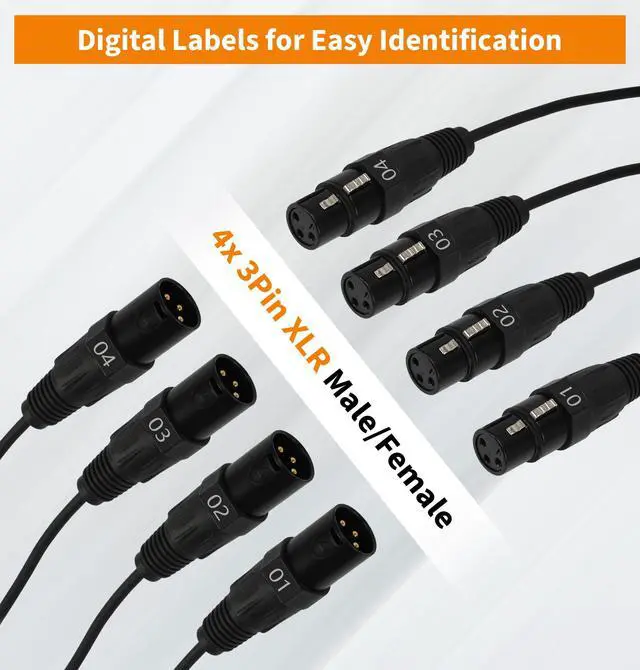 Alt view image 3 of 7 - XLR Snake Cable to Ethercon Cable, 4 Channel 3-pin Multi Network Snake Receiverwith Cat5/cat6 Network Snake Receiver, for Stage and Recording Studio,3 Feet (1 Male+1 Female)