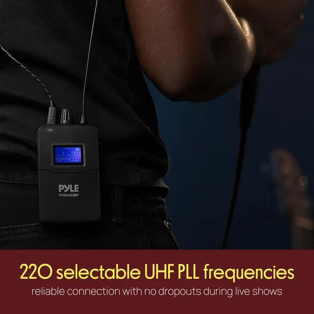 Alt view image 4 of 6 - Wireless in-Ear Monitor Bodypack Receiver IEM in Ear Monitor System with Dual Driver Earphones, 220 Frequencies, Stable Transmission, for Stage, Rehearsal, Studio - Compatible with PYIEM103