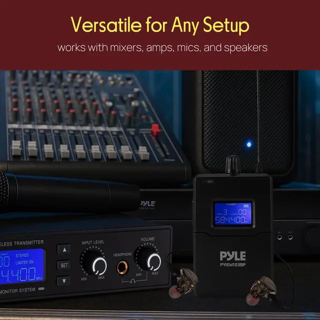 Alt view image 6 of 6 - Wireless in-Ear Monitor Bodypack Receiver IEM in Ear Monitor System with Dual Driver Earphones, 220 Frequencies, Stable Transmission, for Stage, Rehearsal, Studio - Compatible with PYIEM103