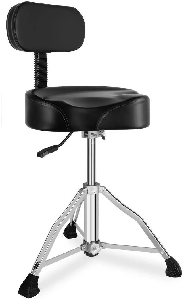 Main image of Drum Throne with Backrest Airlift Drum Chair Motorcycle Style Height Adjustable Heavy Duty Saddle Drum Seat with Backrest, Drum Stools with Back Rest for Drummer AdultsMotorcycle Black