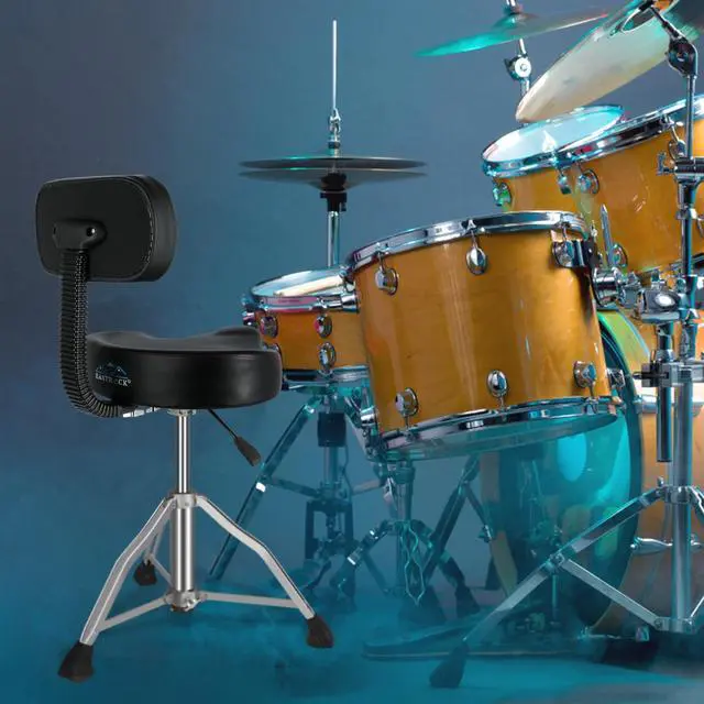 Alt view image 2 of 7 - Drum Throne with Backrest Airlift Drum Chair Motorcycle Style Height Adjustable Heavy Duty Saddle Drum Seat with Backrest, Drum Stools with Back Rest for Drummer AdultsMotorcycle Black