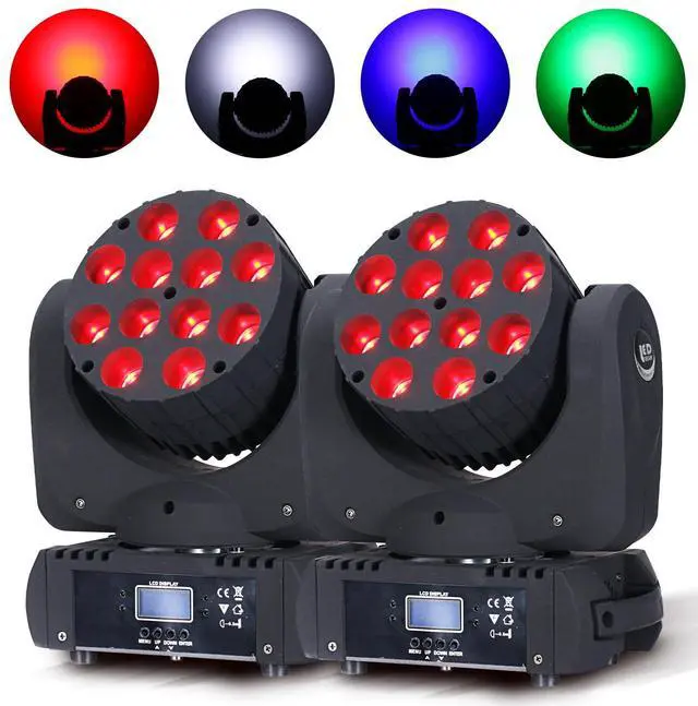 Main image of Moving Head Light Beam Wash 12x12W LED Stage Lighting RGBW 4in1 Professional DMX 512 Strobe Effect Sound Activated DJ Lights for DJ Night Clubs Disco KTV Bar Show (2 Pack)