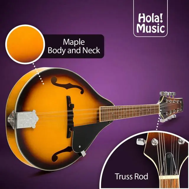 Alt view image 2 of 6 - A Style Mandolin Instrument with Adjustable Truss-Rod Model HM-3TS, Glossy Sunburst Finish