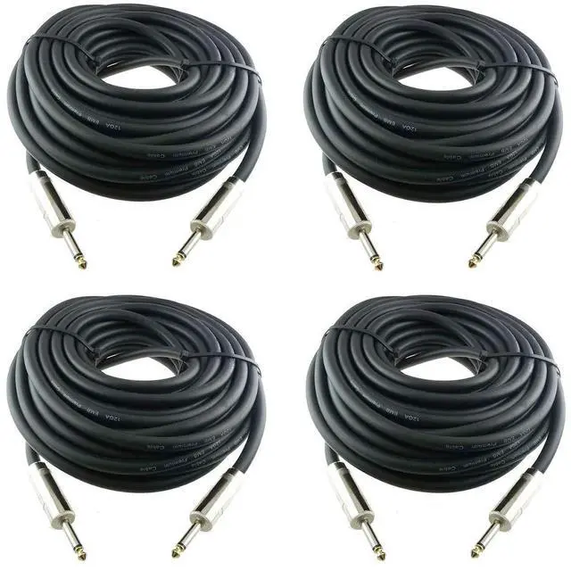 Main image of 4Pack 25ft 12AWG 2-Conductor 1/4" TS Cable Heavy Duty Audio Amp Cord