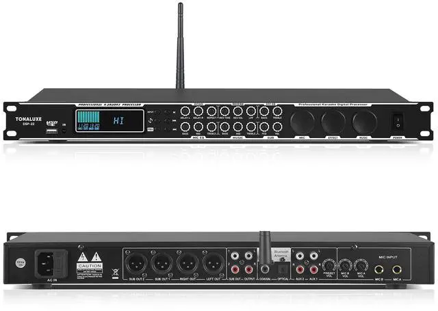Main image of Karaoke Processor System, Digital Pre-Stage Effector Vocal Effects Preamp KTV Mixer Equalizer with 4-level FBX, Anti-Howling Microphone Sound Audio Processor w/USB Bluetooth Optical Audio Input