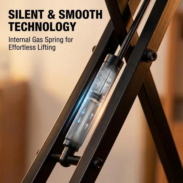 Alt view image 3 of 7 - Keyboard Piano Stand Gas Spring One-button Easy and Smooth Lifting Function Heavy Duty X Style Adjustable and Portable Music Keyboard Stand with Locking Straps with Skid-proof Pads GKS-02