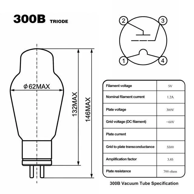 Alt view image 2 of 7 - Aurora Series 300B Vacuum Tube Tubes for Amplifiers (2 Pack) | Matched Pair