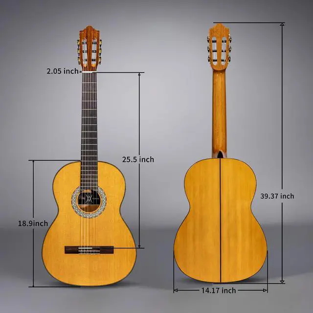 Alt view image 2 of 7 - Flamenco Acoustic Classical Nylon String Guitar Beginner Adult | Spruce top, cypress back and sides, pure acoustic for traditional flamenco, includes padded gig bag for stage practice