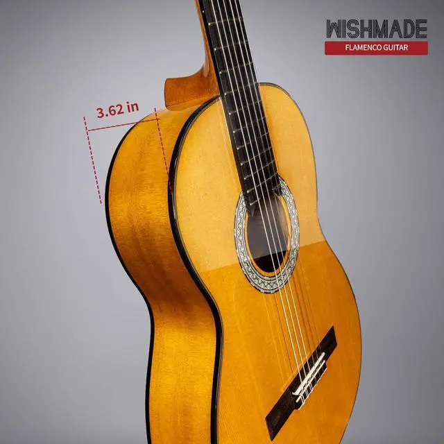 Alt view image 4 of 7 - Flamenco Acoustic Classical Nylon String Guitar Beginner Adult | Spruce top, cypress back and sides, pure acoustic for traditional flamenco, includes padded gig bag for stage practice