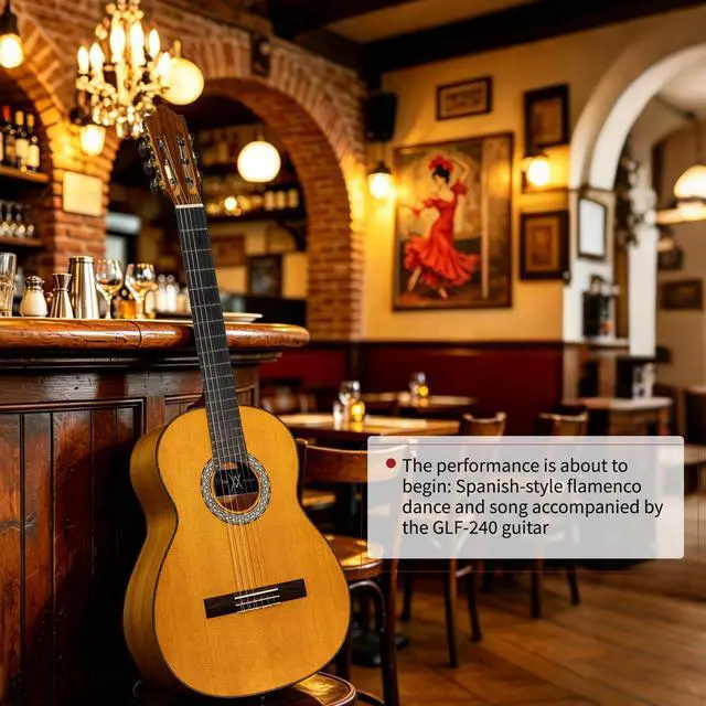 Alt view image 7 of 7 - Flamenco Acoustic Classical Nylon String Guitar Beginner Adult | Spruce top, cypress back and sides, pure acoustic for traditional flamenco, includes padded gig bag for stage practice