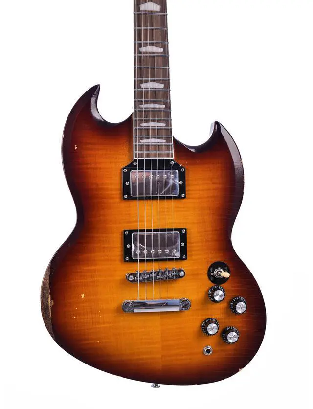 Alt view image 2 of 7 - Relic Electric Guitar,Solid Body Electric Guitar With Mahogany Body and Neck,Rosewood Fingerboard,Bone Nut,SG style 6-String Guitar,Professional/Electric Guitars for Adults