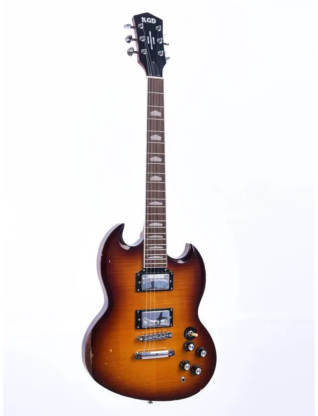 Alt view image 3 of 7 - Relic Electric Guitar,Solid Body Electric Guitar With Mahogany Body and Neck,Rosewood Fingerboard,Bone Nut,SG style 6-String Guitar,Professional/Electric Guitars for Adults