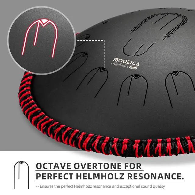 Alt view image 4 of 6 - 15 Inch Steel Handpan Tongue Drum - 15 Notes in C Major 440hz Tongue Drum with Octave Overtone Design - Professional Percussion Instrument with Carrying Bag,Black
