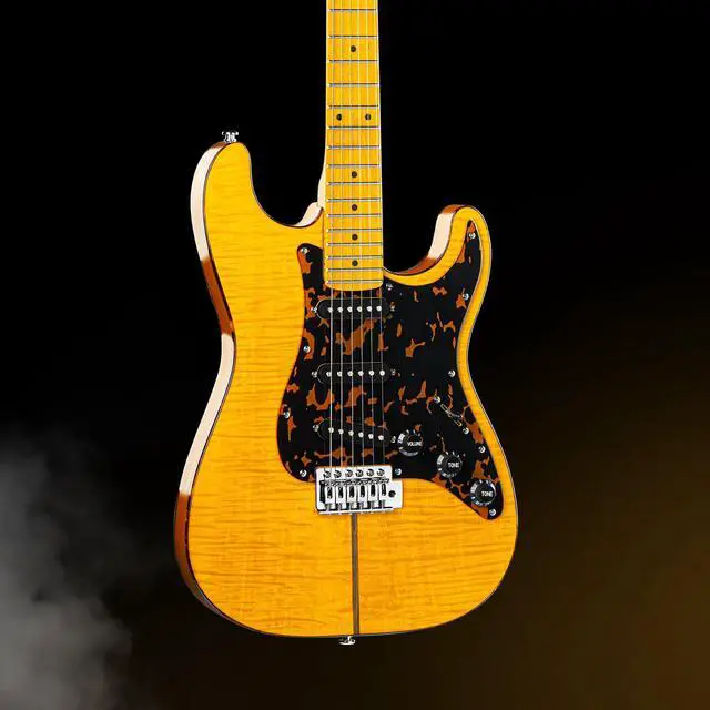 Alt view image 3 of 7 - MBS Solid Body Electric Guitar with Mahogany Body, Maple Fingerboard and Bone Nut, for Beginner to Professional Players, Right Handed, Natural Gloss Surface