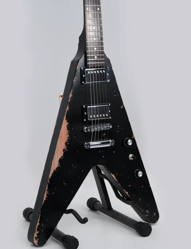 Alt view image 2 of 7 - Relic V Electric Guitar,Mahogany Body and Neck,Rosewood Fingerboard,Bone Nut,6-String Relic Heavy Metal Guitar,Professional/Electric Guitars for Adults